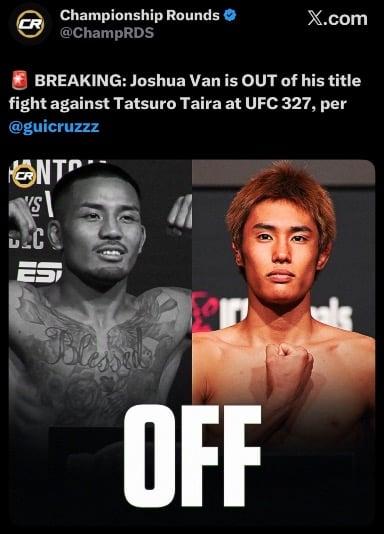 Joshua Van is OUT of fight with Taira