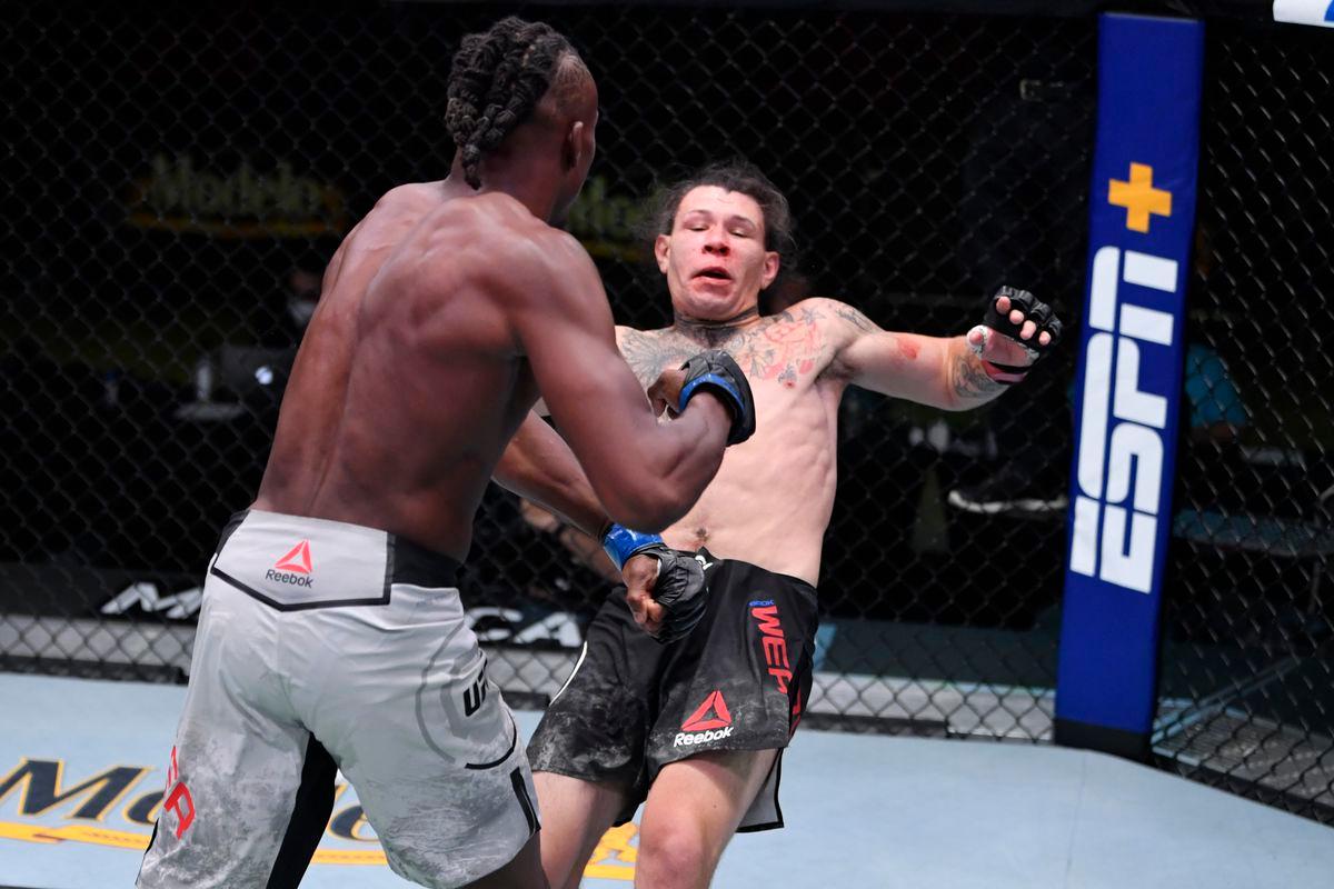 Jalin Turner knocking down Brok Weaver. Photo by Jeff Bottari, Zuffa LLC.