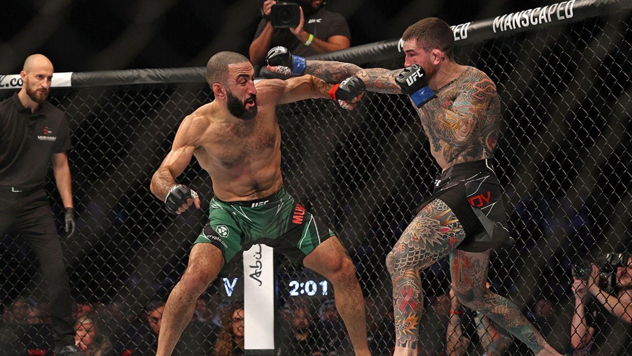 Belal Muhammad going to war with Sean Brady. Credits to: Zuffa LLC.