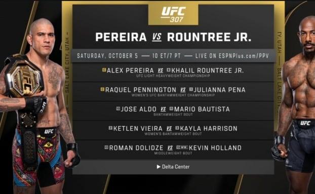 UFC 307 main card bout order confirmed 