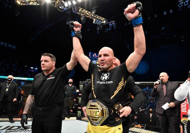 Glover Teixeira winning the Light Heavyweight belt at UFC 276. Credits to: Chris Unger-Zuffa LLC.