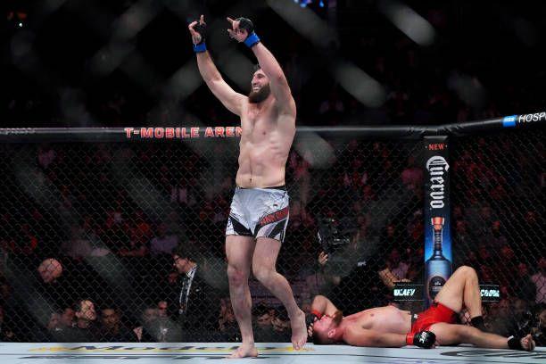 Magomed Ankalaev after the fifth and final round against Jan Blachowicz. Credits to: Cooper Neil-Zuffa LLC.