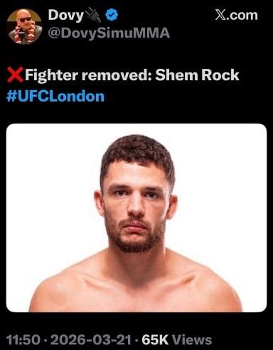 Shem Rock Has been cut from the UFC roster 