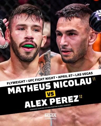 Matheus Nicolau will replace Manel Kape to fight Alex Perez on the April 27th UFC event