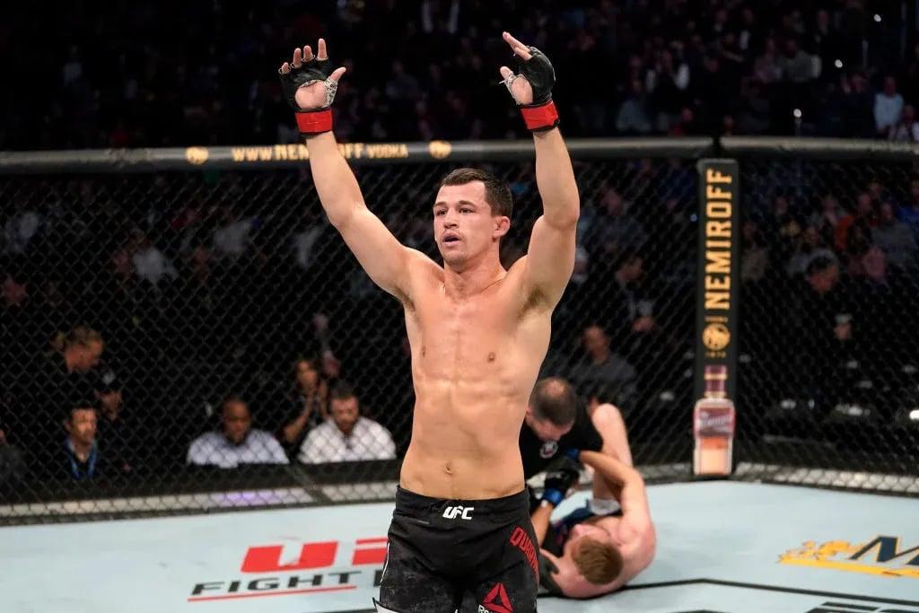 Quarantillo after finishing Jacob Kilburn. Photo by Jeff Bottari/Zuffa LLC.