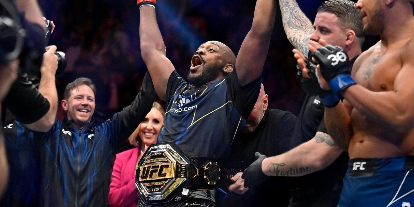 Jon Jones after defeating Ciryl Gane at UFC 285. Credits to: AP Photo - David Becker.