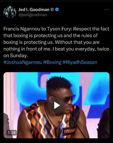 Francis Ngannou dropped bars on Tyson Fury