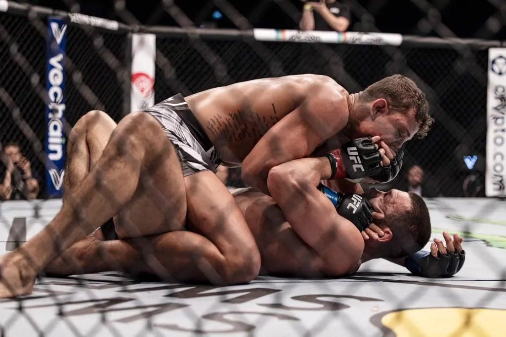 Caio Borralho in his last victory against Makhmud Muradov at UFC 280. Credits to: Craig Kidwell - USA TODAY Sports.