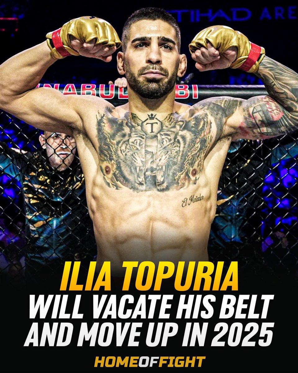Ilia Topuria’s head coach confirms Topuria will move up to lightweight and vacate his title in 2025 because of weight cut struggles, due to weighing almost 190lbs outside of camp. 
