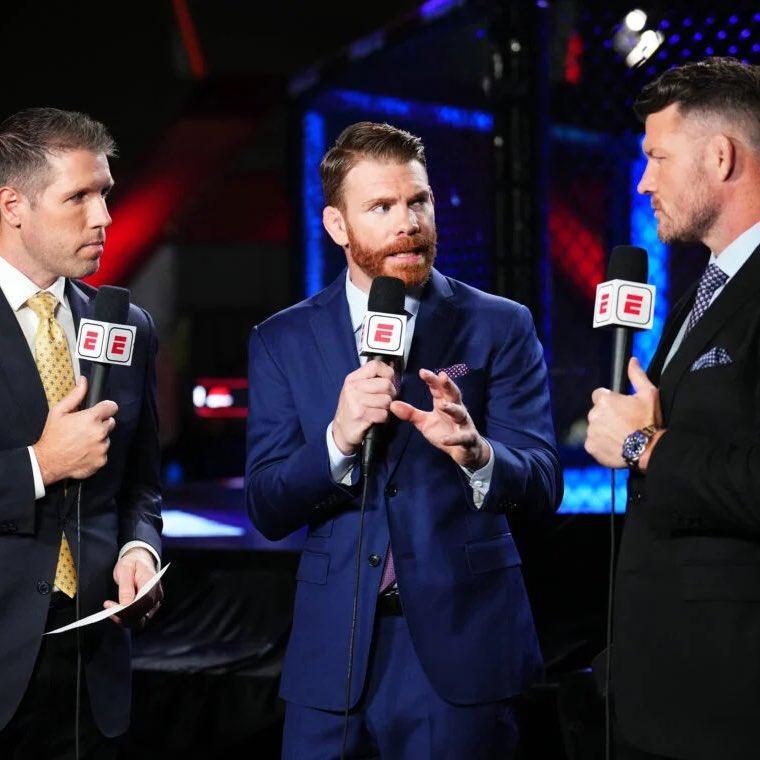 The UFC Seattle commentary desk