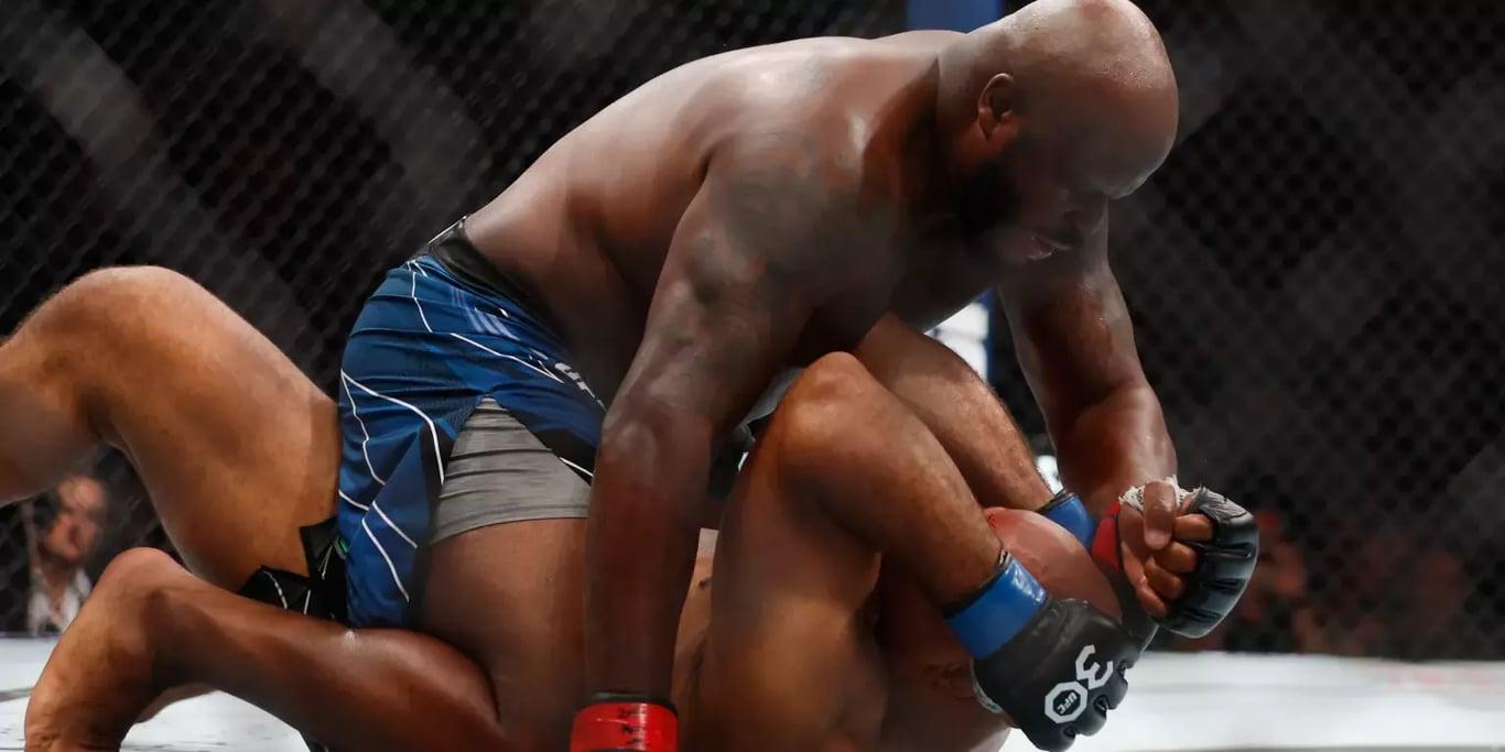 Derrick Lewis' last win against Marcos Rogerio De Lima at UFC 291. Credits to: Jeff Swinger - USA TODAY Sports.