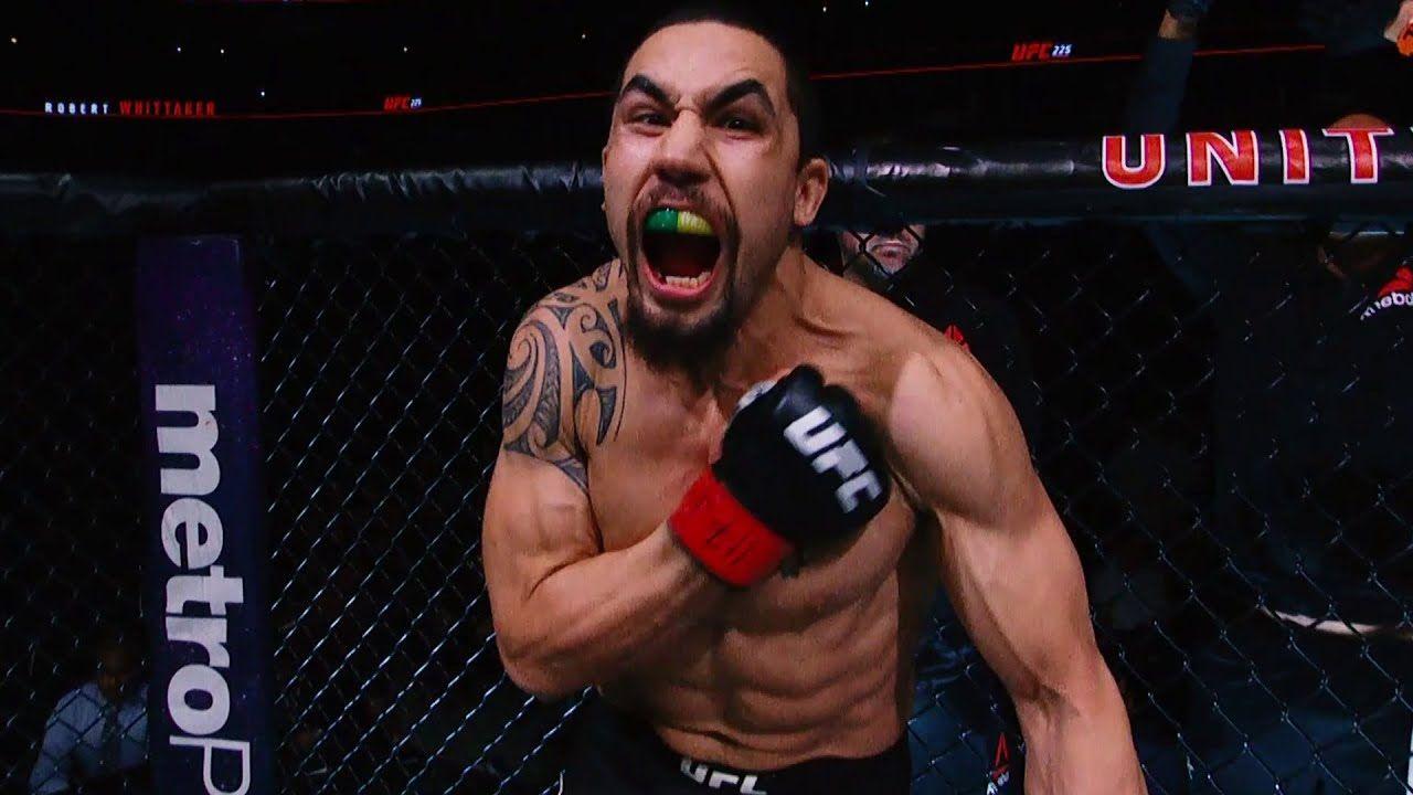 Robert 'The Reaper' Whittaker pounding his chest and roaring. Credits to: Zuffa LLC