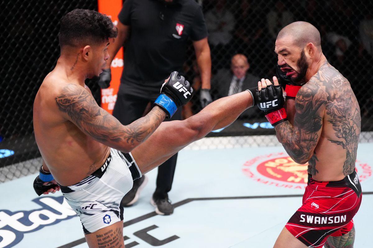 Jonathan Martinez's kicks proved to be lethal in his last fight, after he stopped Cub Swanson with leg kicks in the second round. Photo by Jeff Bottari, Zuffa LLC.