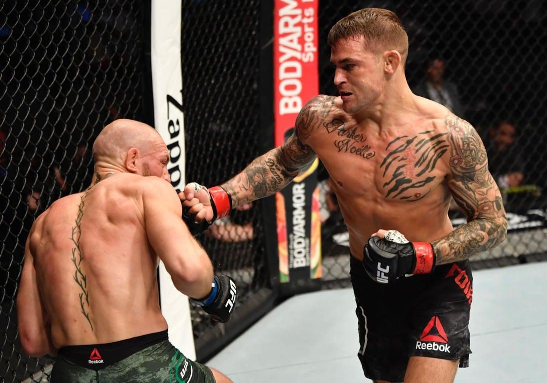Dustin Poirier knocks out Conor McGregor at UFC 257. Credits to: Zuffa LLC via Getty Images