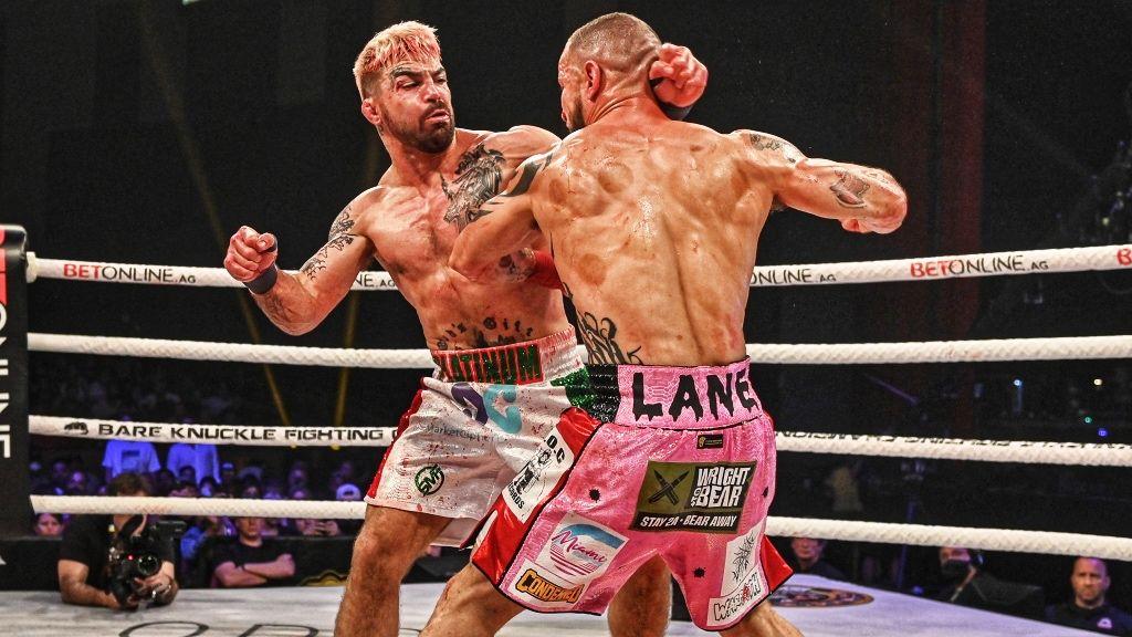 Mike Perry battles it out with Julian Lane. Credits to: Bare Knuckle Fighting Championship.