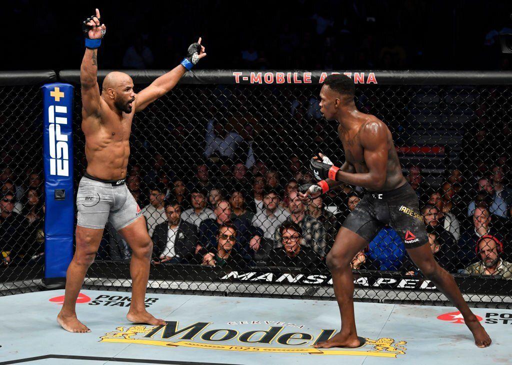 Yoel Romero taunts Israel Adesanya at UFC 248. Credits to: Jeff Bottari of Getty Images.