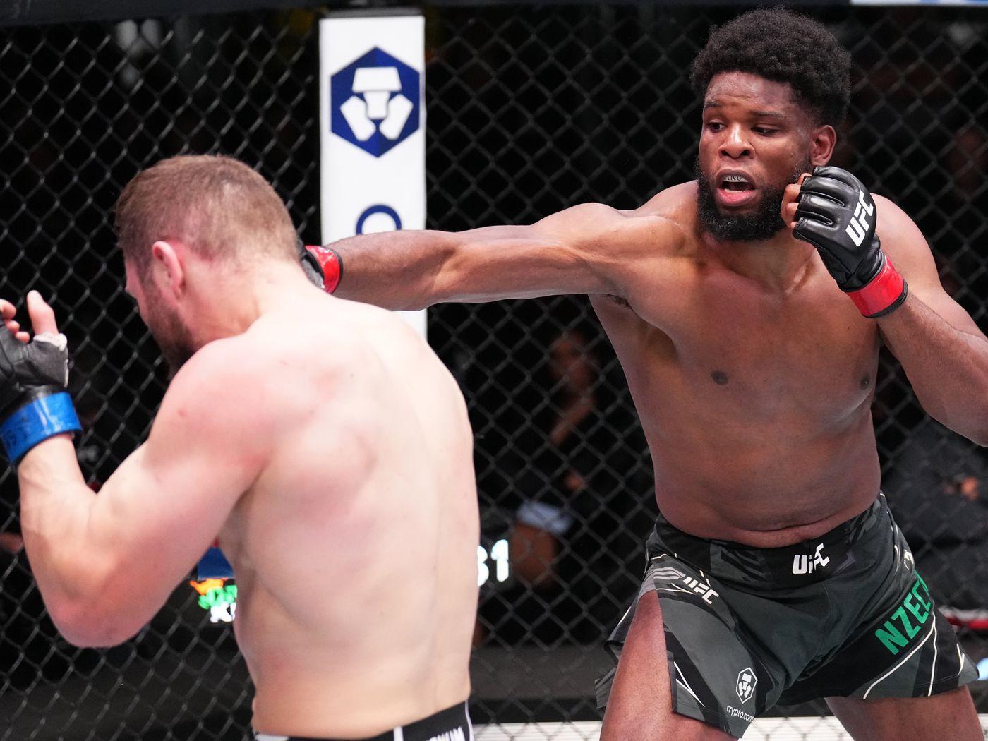 Nzechukwu in his recent win against Ion Cutelaba. Photo from MMA Fighting.
