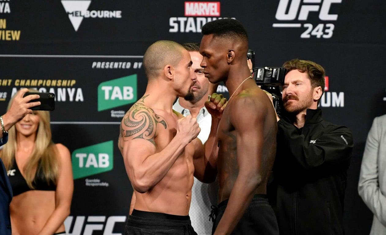 The weigh ins for Whittaker vs. Adesanya 1. (Jeff Bottari - Getty Images)