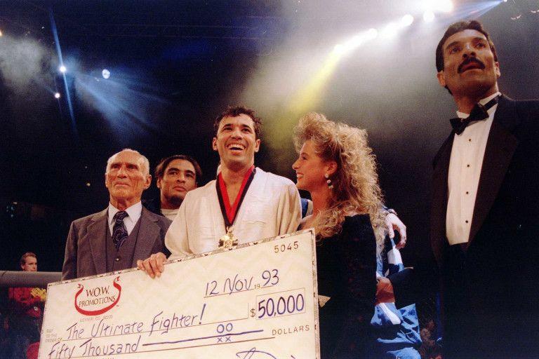 Royce Gracie earns $50,000 after being named The Ultimate Fighter. Credit: Markus Boesch/Getty Images.