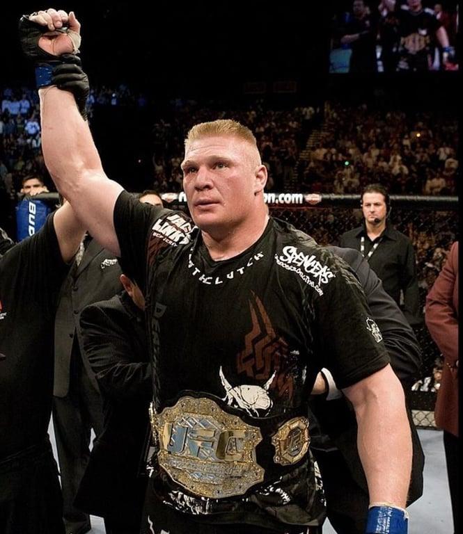 Brock Lesnar is the UFC and WWE champion. Credits to: Zuffa LLC.