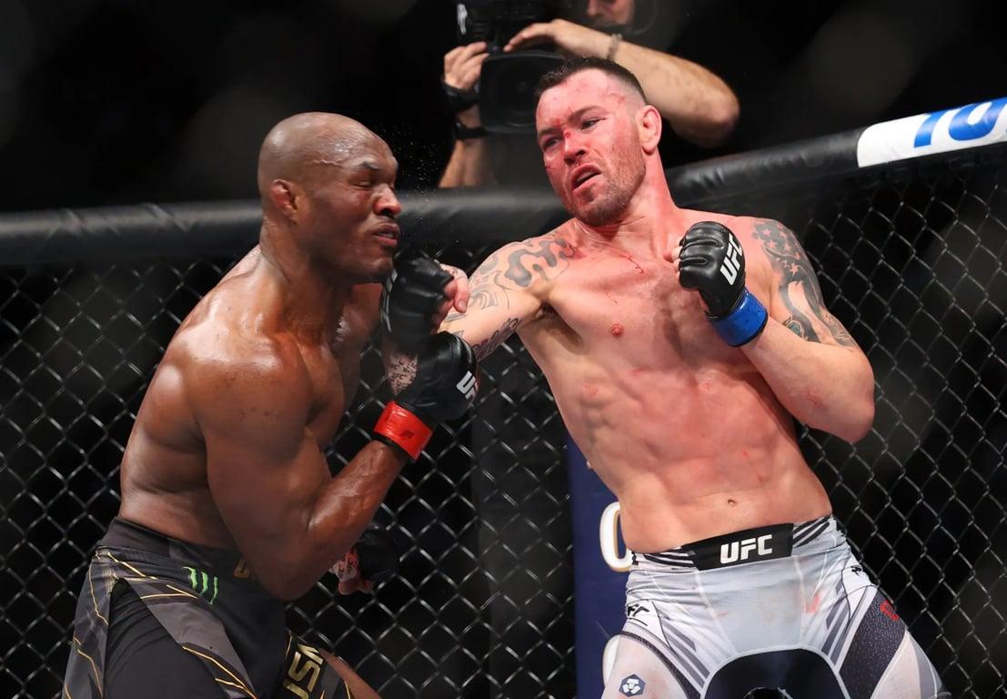 Colby Covington lands a right hand against Kamaru Usman. Credits to: Ed Mulholland-USA TODAY Sports