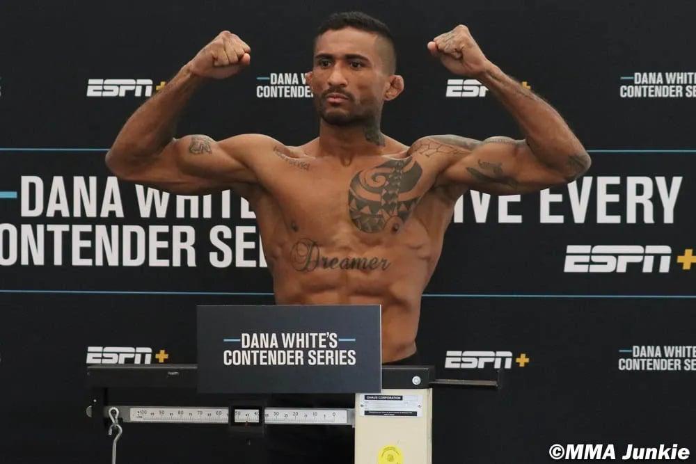 Brito weighing in for his contender series fight. Photo by MMAJunkie.