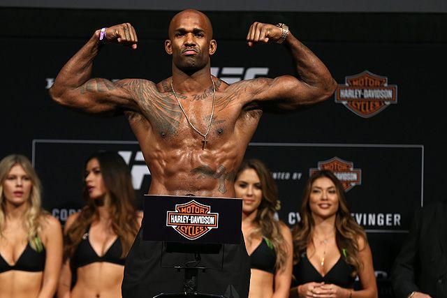 Jimi Manuwa weighs in for his fight against Volkan Oezdemir at UFC 214. Credits to: Dave Mandel-Sherdog.com