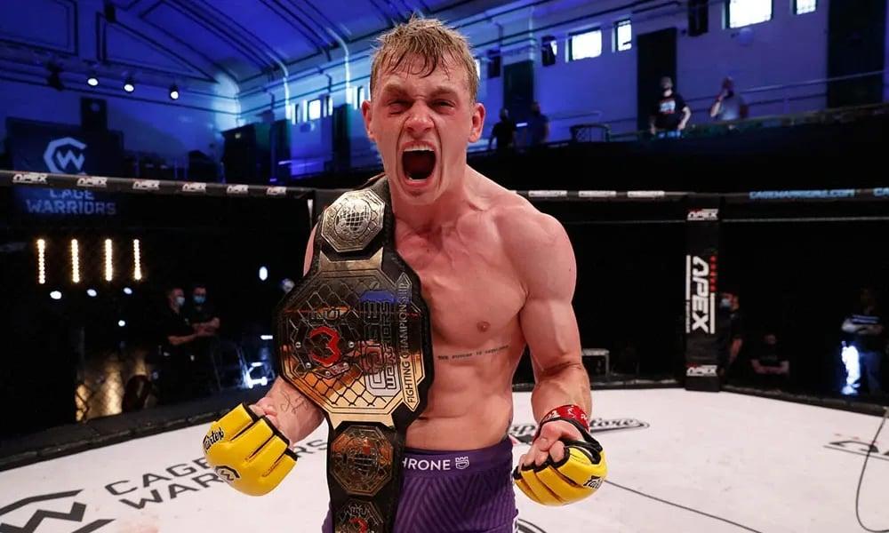 Ian Garry after becoming the Cage Warriors Welterweight Champion. Credits to: Dolly Clew-Cage Warriors.