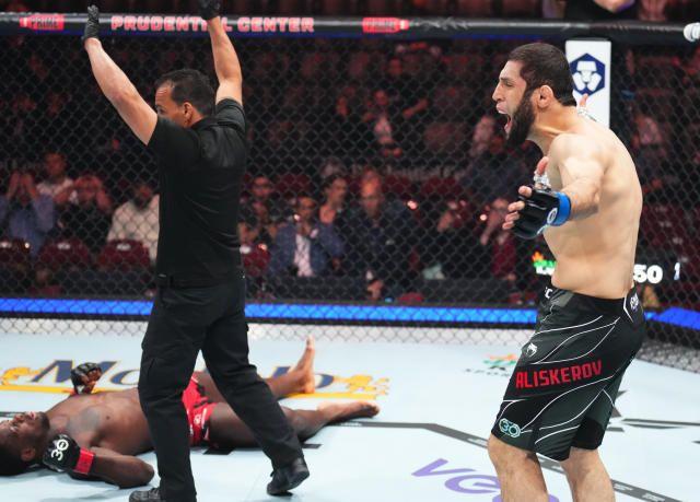 Ikram Aliskerov celebrates his knockout win over Phil Hawes at UFC 288 Credits to: Chris Unger - Zuffa LLC via Getty Images