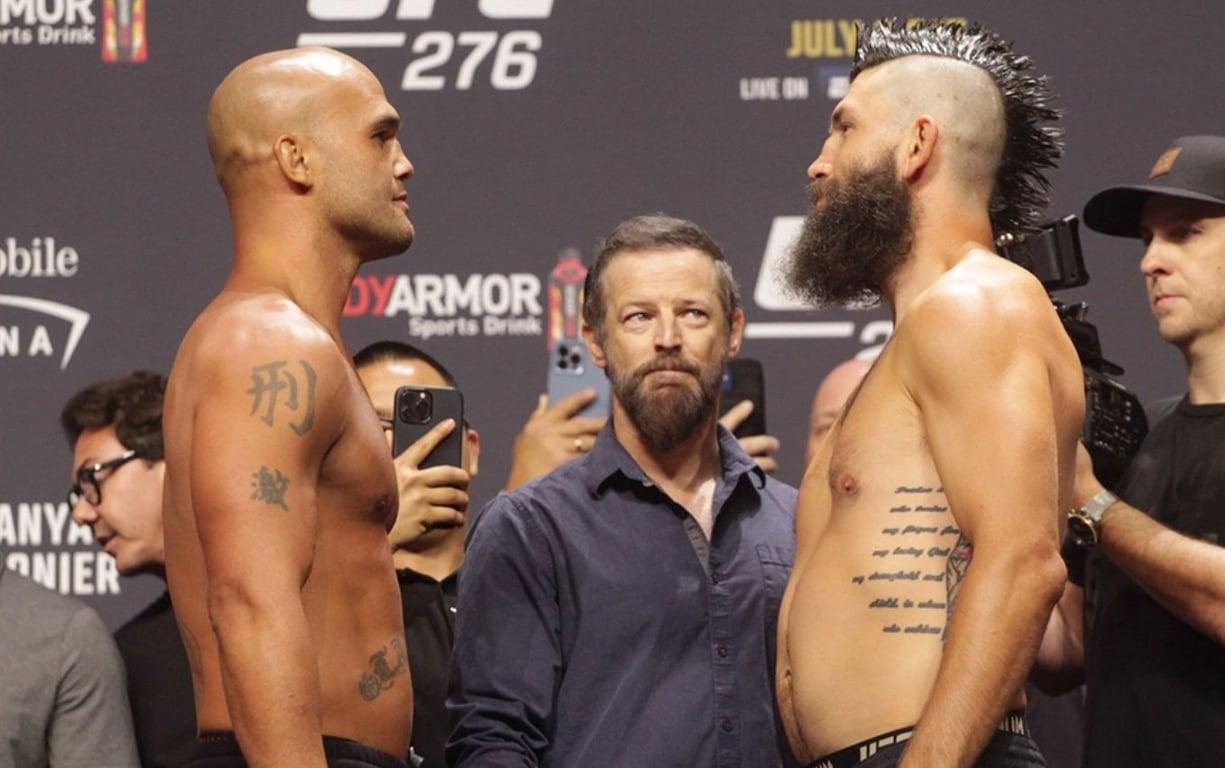 Lawler and Barberena have an intense staredown ahead of their fight. Credits to: Mike Bohn, MMA Junkie