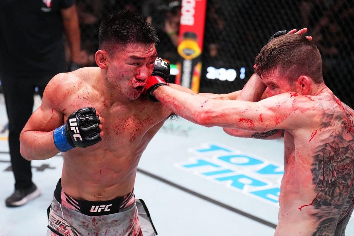 Song Yadong clashing with Cory Sandhagen in their main event. Credits to: Chris Unger - Zuffa LLC.
