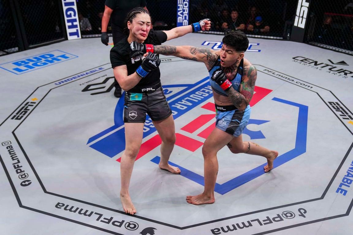 Larissa Pacheco lands a right hand. (Professional Fighters League)
