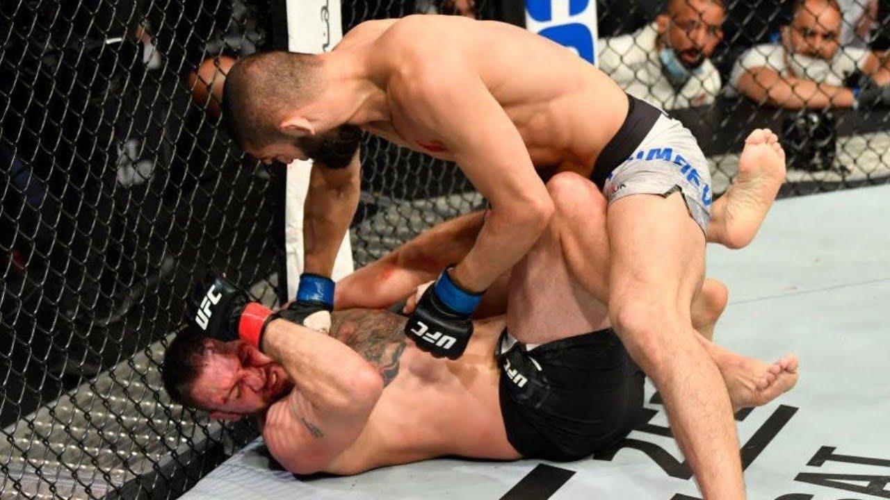 Khamzat Chimaev dominating his first UFC opponent - Getty Images