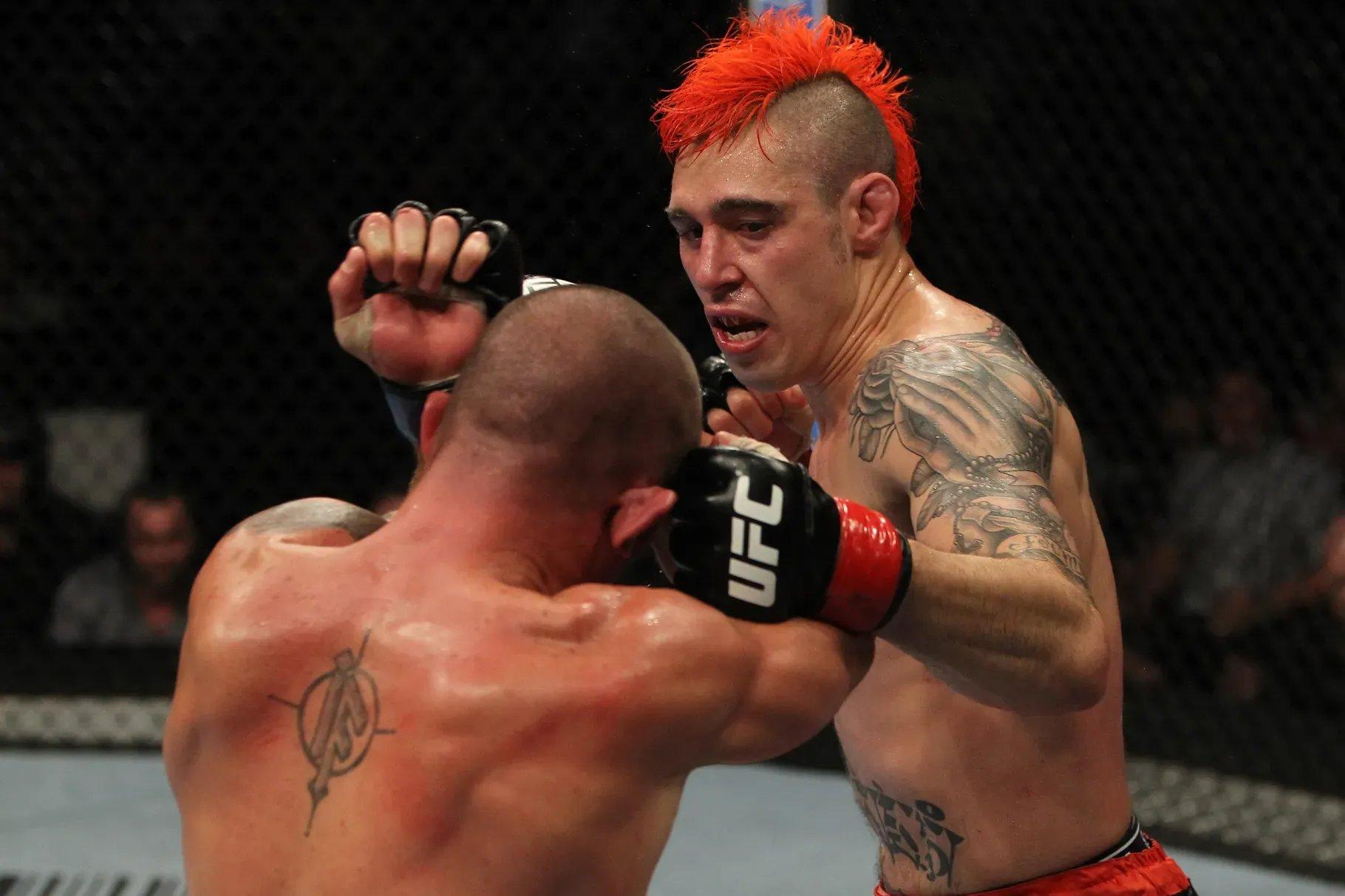 Dan Hardy faces down his opponent Chris Lytle. Credits to: Josh Hedges-Zuffa LLC