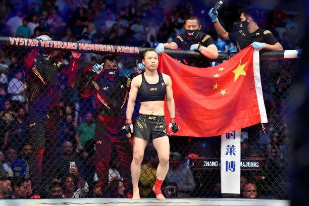 Zhang Weili getting announced at UFC 261. Credits to: Chris Unger-Getty Images.