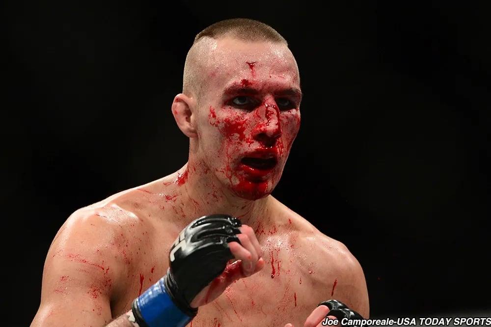 Rory MacDonald during the fight with Robbie Lawler. Credits to: Joe Camporeale, USA TODAY Sports.