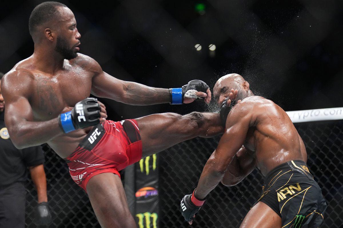 Leon Edwards shocks the world with a headkick knockout of Kamaru Usman. Credit: MMAFighting.