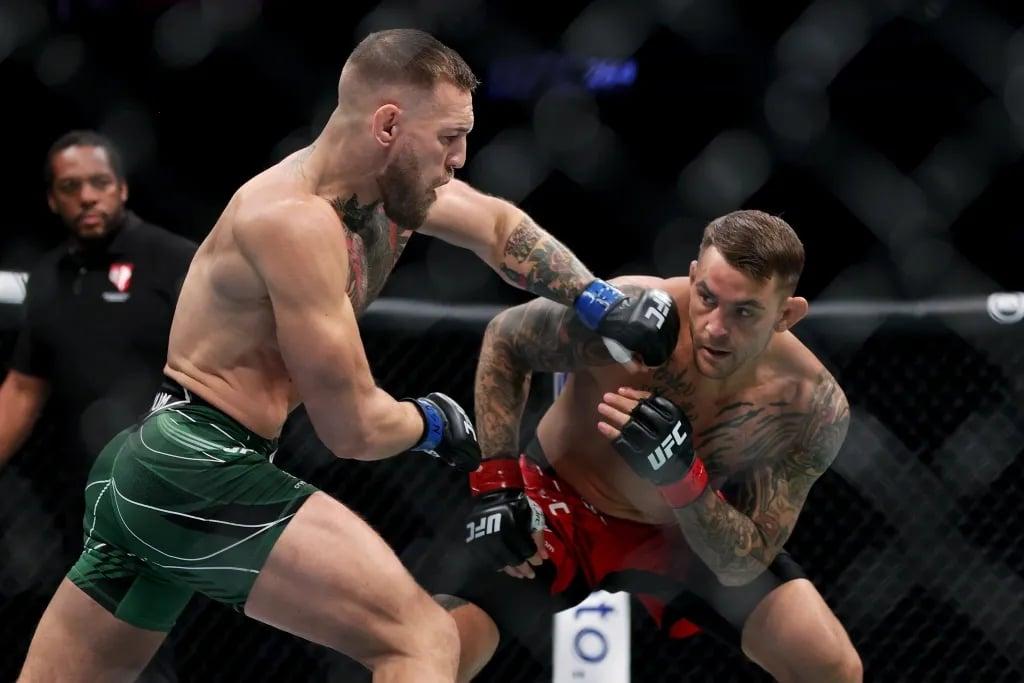 Conor McGregors last fight against Dustin Poirier at UFC 264. Credits to: Gary A. Vasquez-USA TODAY Sports.