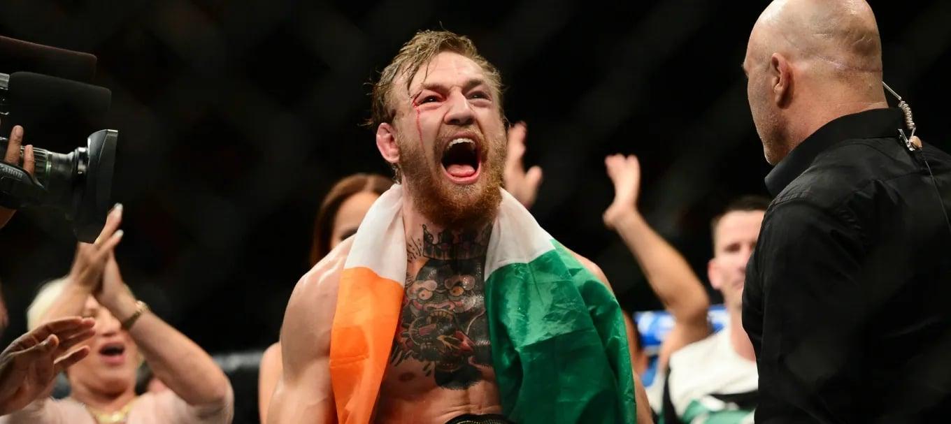 Conor McGregor after being crowned the Interim UFC Featherweight Champion. Credits to: Joe Camporeale - USA TODAY Sports.