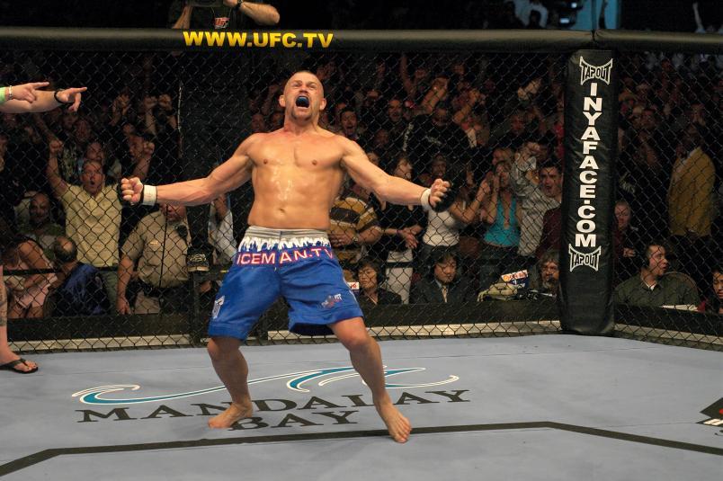 Chuck Liddell celebrates after knocking out Tito Ortiz. Credit: Josh Hedges/Zuffa LLC via Getty Images