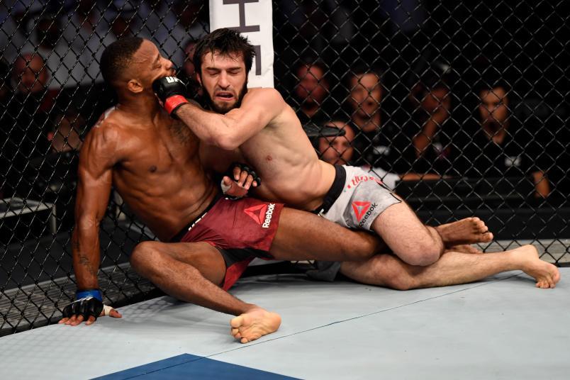 Zubaira Tukhugov in his fight against Lerone Murphy. Photo by UFC.