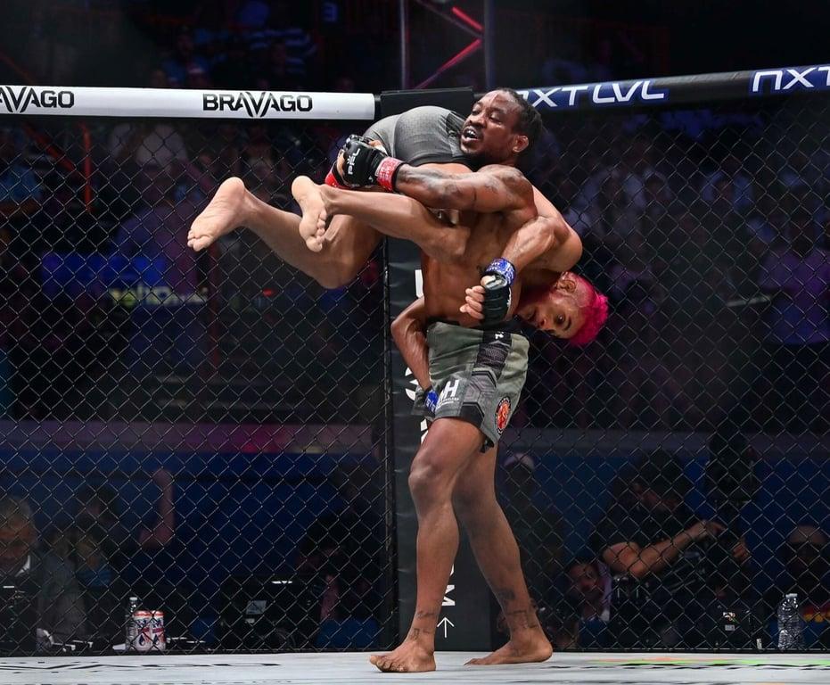 Bubba Jenkins takes Reinaldo Ekson for a ride inside the smart cage. Credits to: The PFL