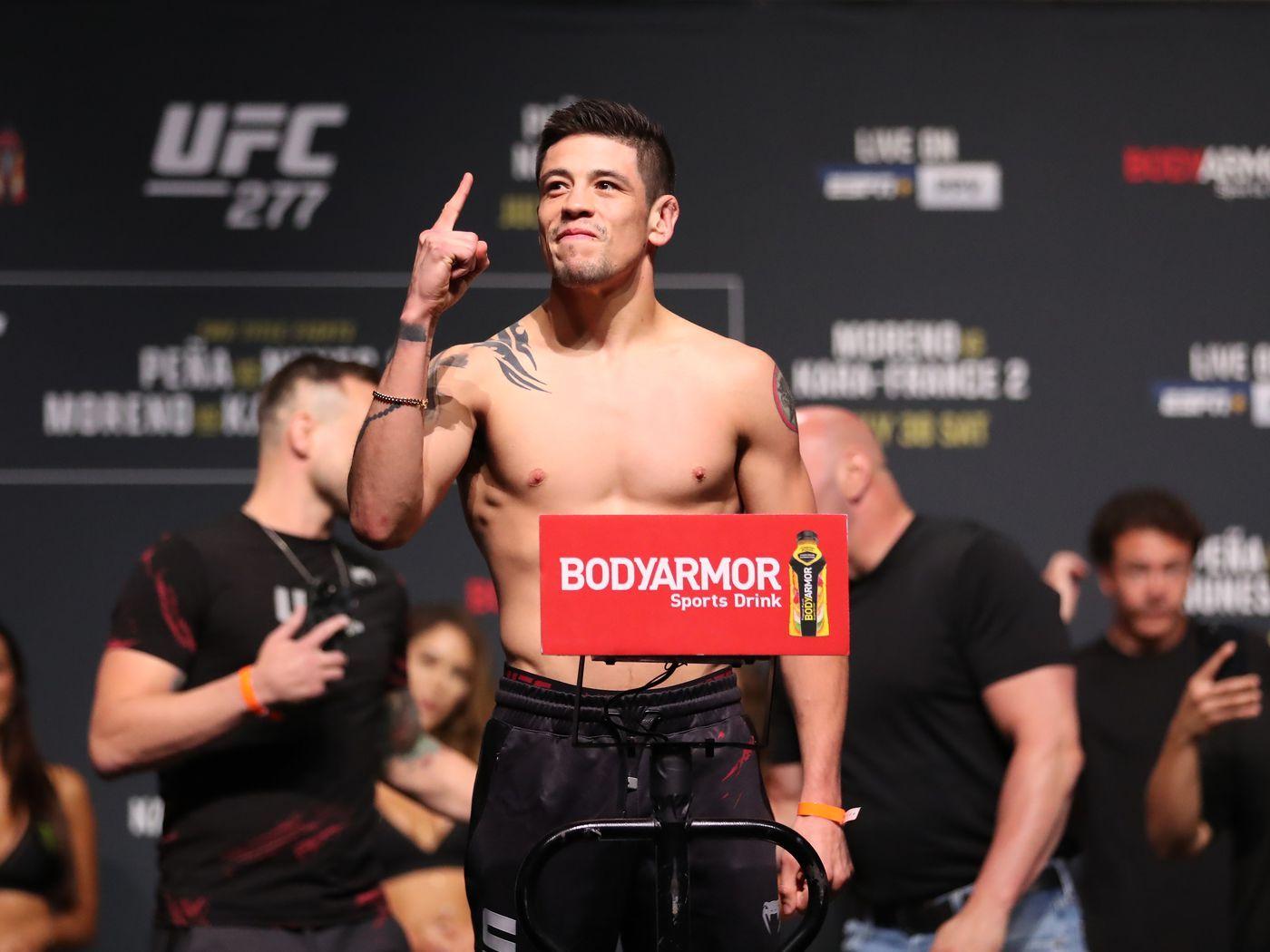 Brandon Moreno weighs in at UFC 277. Credit to: DraftKings Nation.