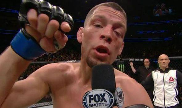 Nate Diaz calling out Conor McGregor after defeating Michael Johnson. Credits to: Zuffa LLC