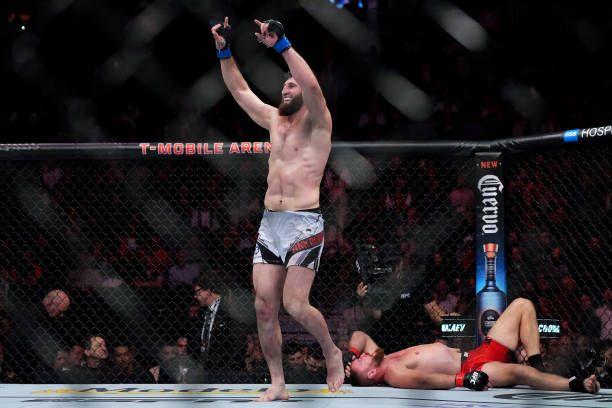Magomed Ankalaev after the fifth and final round against Jan Blachowicz. Credits to: Cooper Neil-Zuffa LLC.