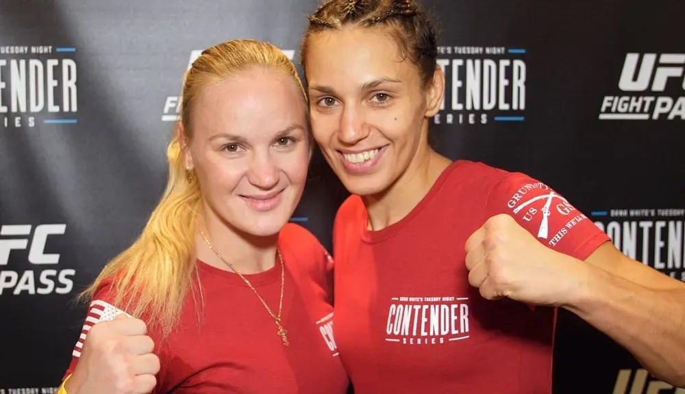 Valentina (left) posing with Antonina (right) Shevchenko after Antonina made it into the UFC through DWCS. Photo by MMAJunkie.