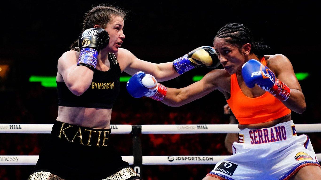 Amanda Serrano during her Fight of The Year fight against Katie Taylor. Credits to: AP Photo - Frank Franklin II.