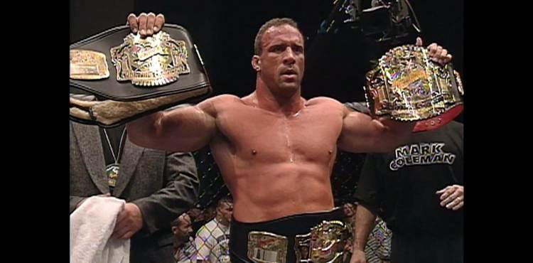 Mark Coleman is dressed with belts. Credits to: Zuffa LLC