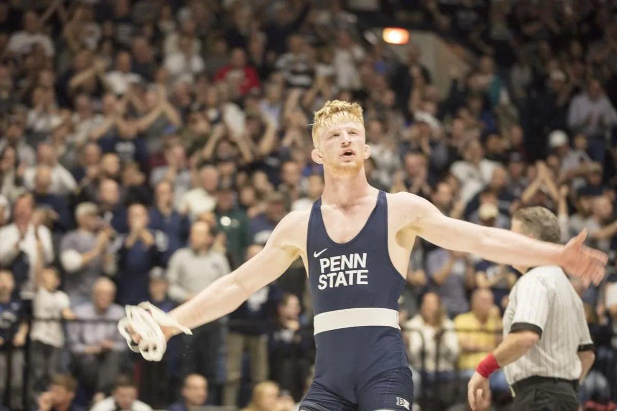 Bo Nickal after winning his second consecutive title at 184 lbs. Photo by Edward Fan, PSU Collegian.